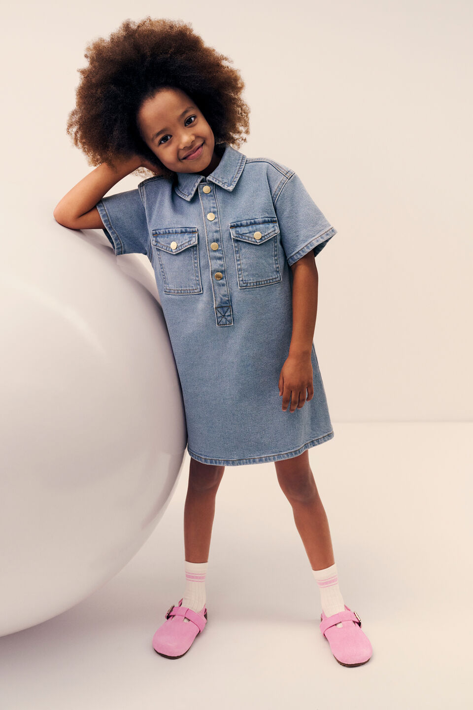Pocket Denim Dress  Clean Blue Wash