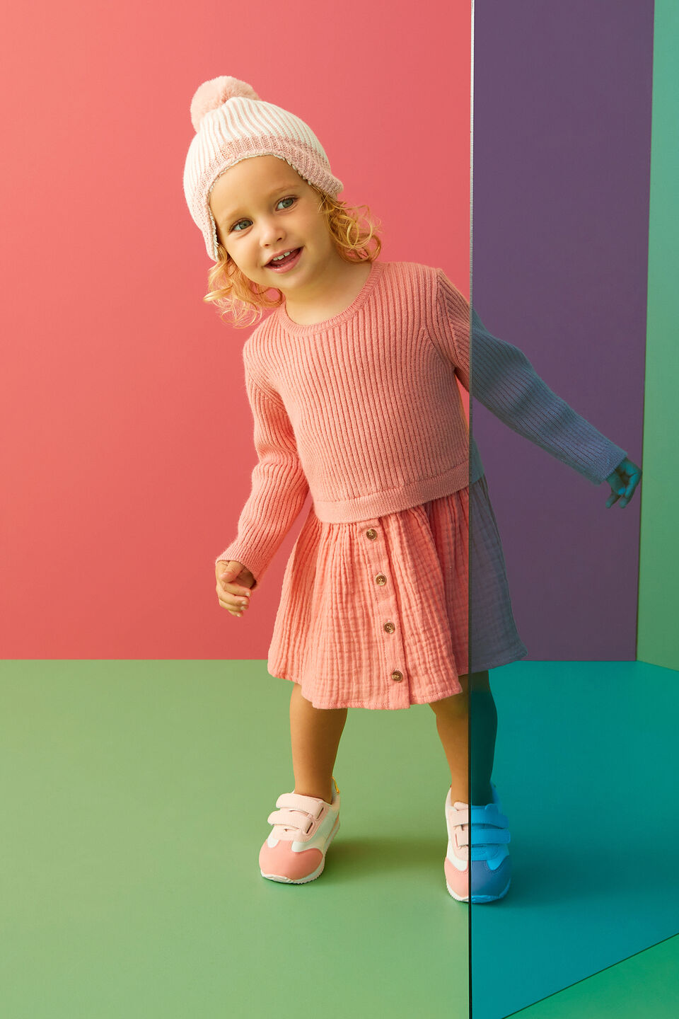 Spliced Knit Dress  