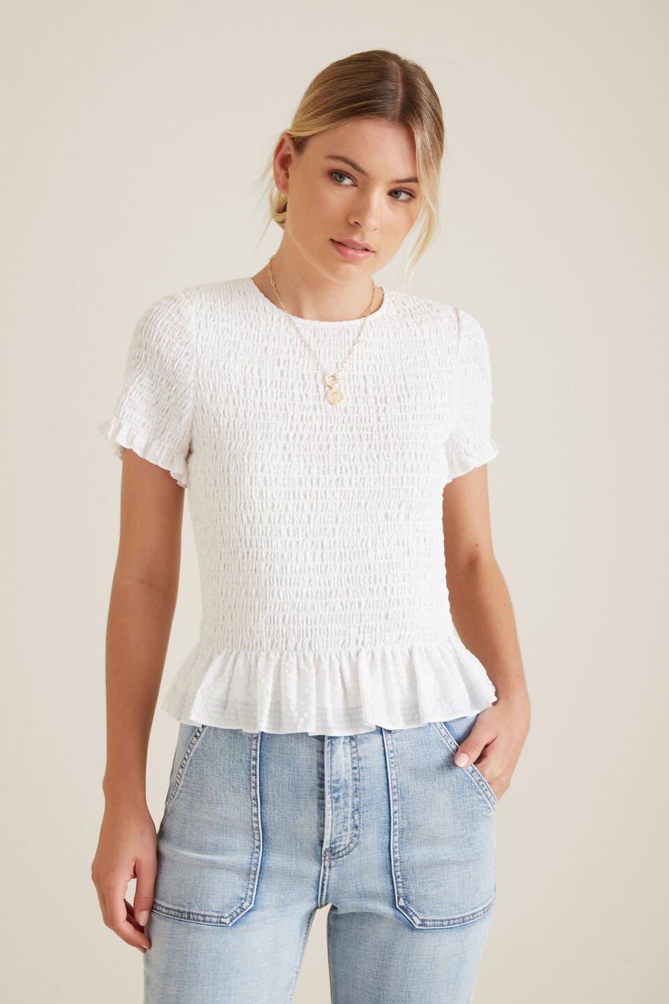 Shirred Frill Top  