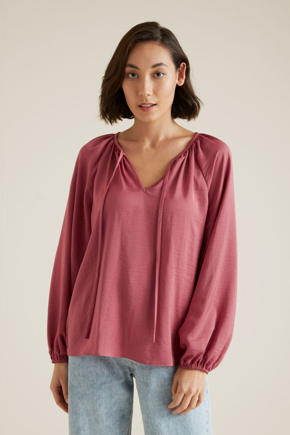 Floaty Blouson Tie Blouse  