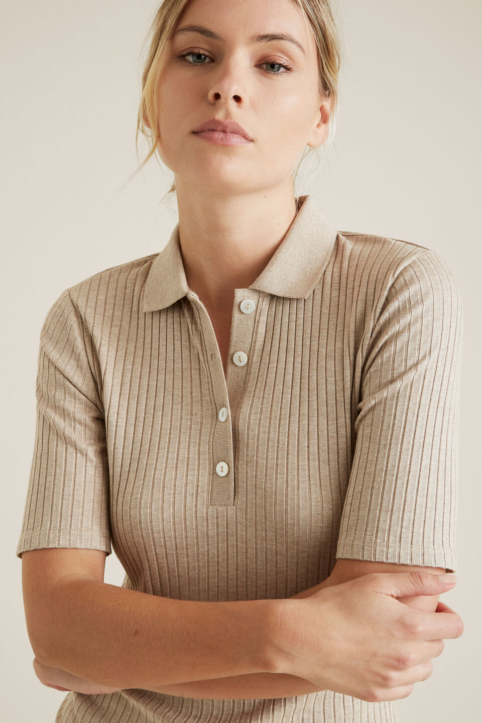 Collared Rib Top  