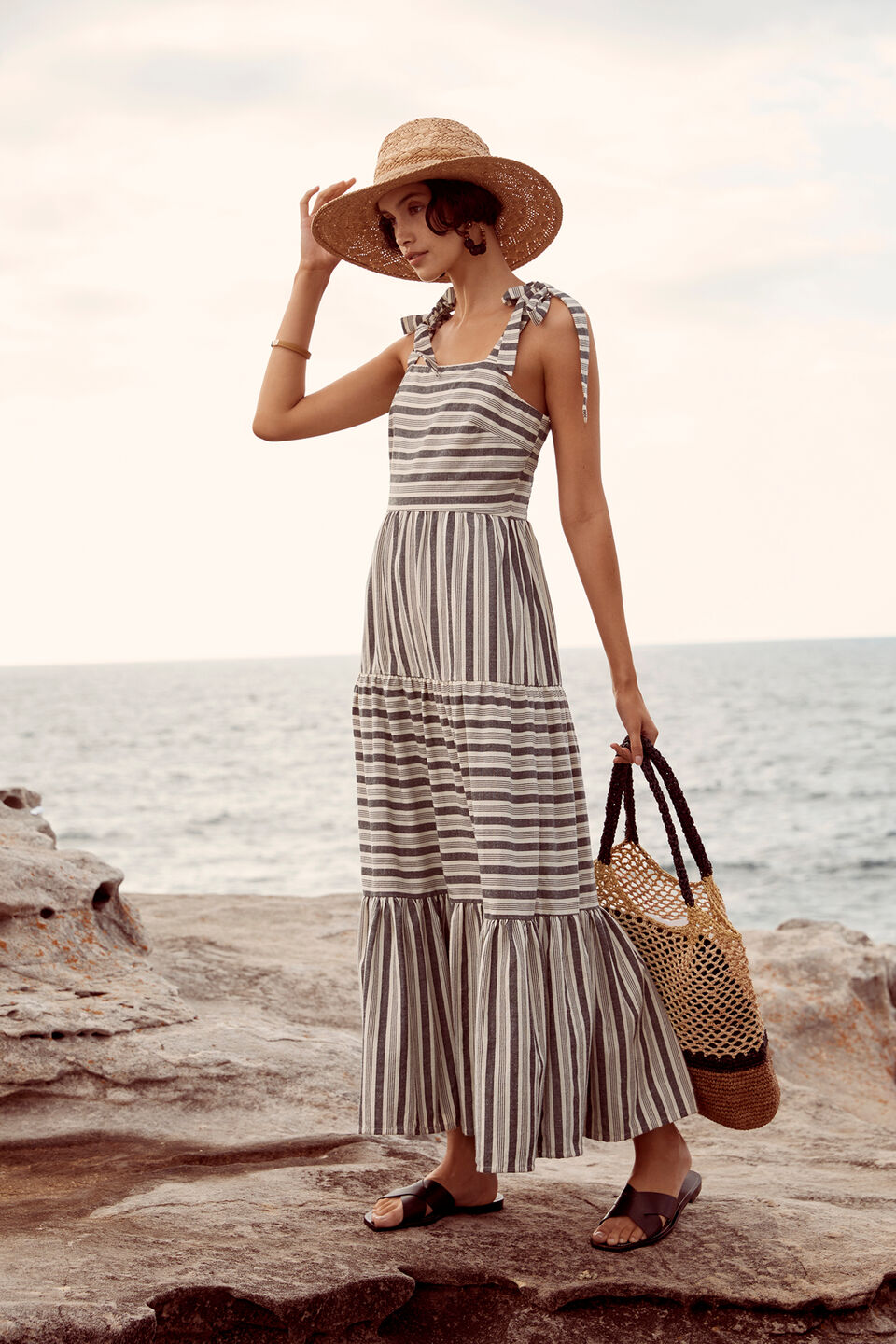 Spliced Stripe Maxi Dress  