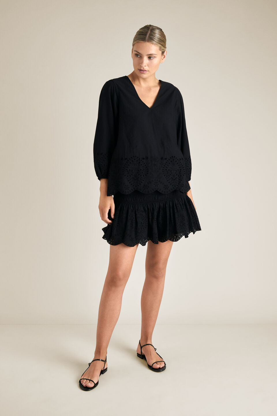 Broderie Hem Mini Skirt  
