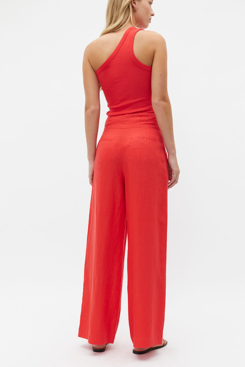Core Linen Waisted Pant  Strawberry Red