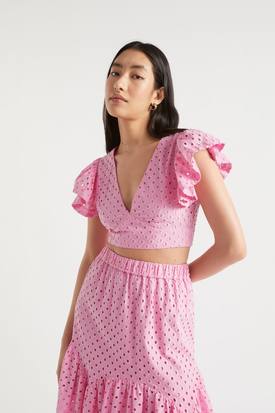 Broderie Crop Top  Soft Orchid