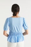 Square Neck Ruched Tee  Bluebell  hi-res