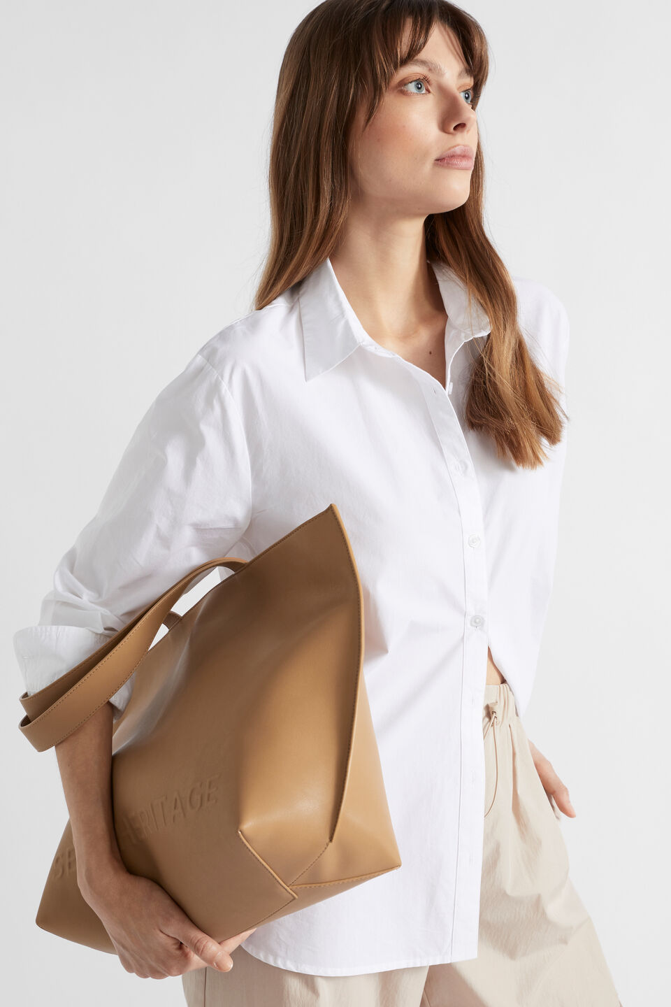 Logo Detail Tote  Caramel