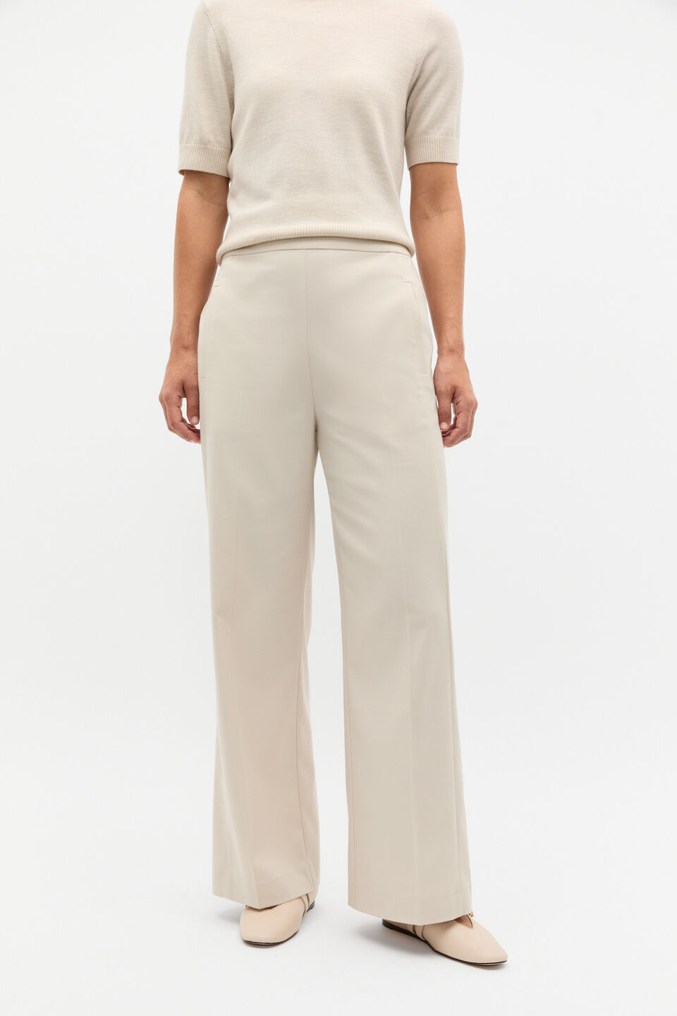 Elasticated Wide Leg Pant  Oat