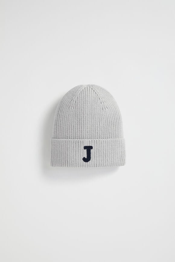 Rib Initial Beanie  J  hi-res