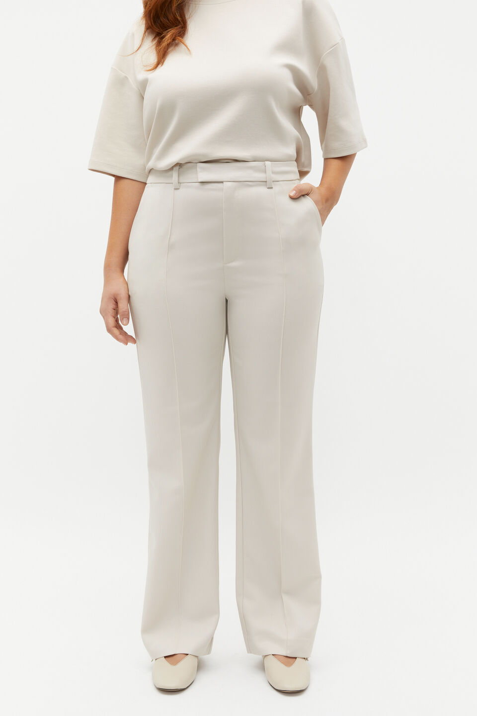Wool Blend Tailored Pant  Oat