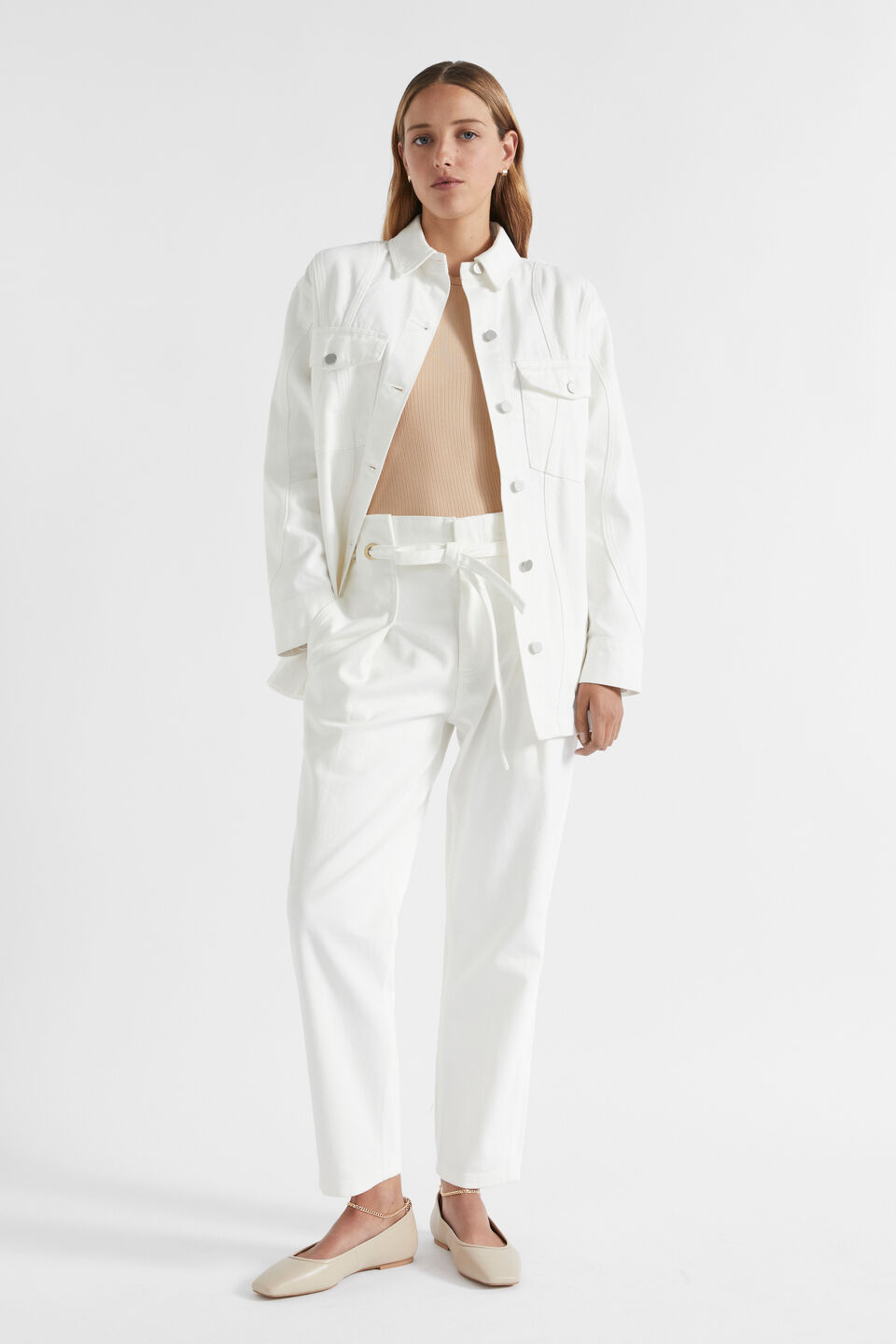Denim Eyelet Jean  Cloud Cream