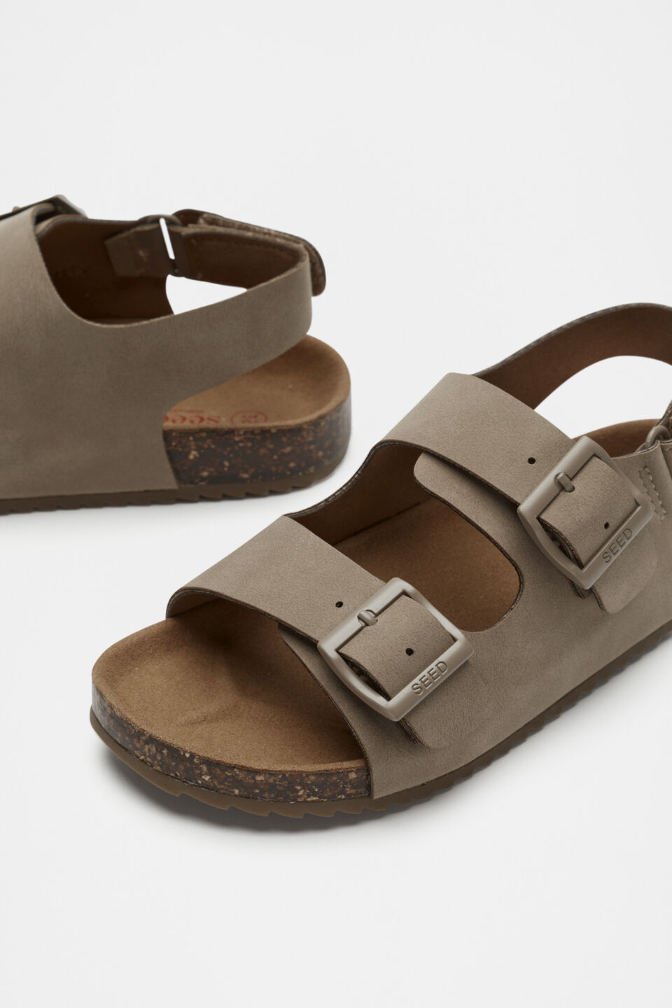 Double Buckle Slide  Taupe