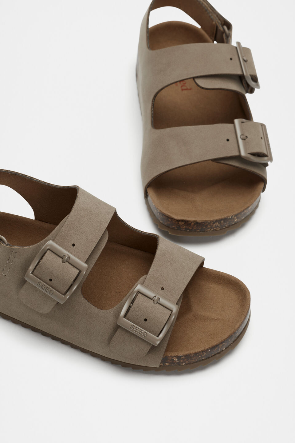 Double Buckle Slide  Taupe