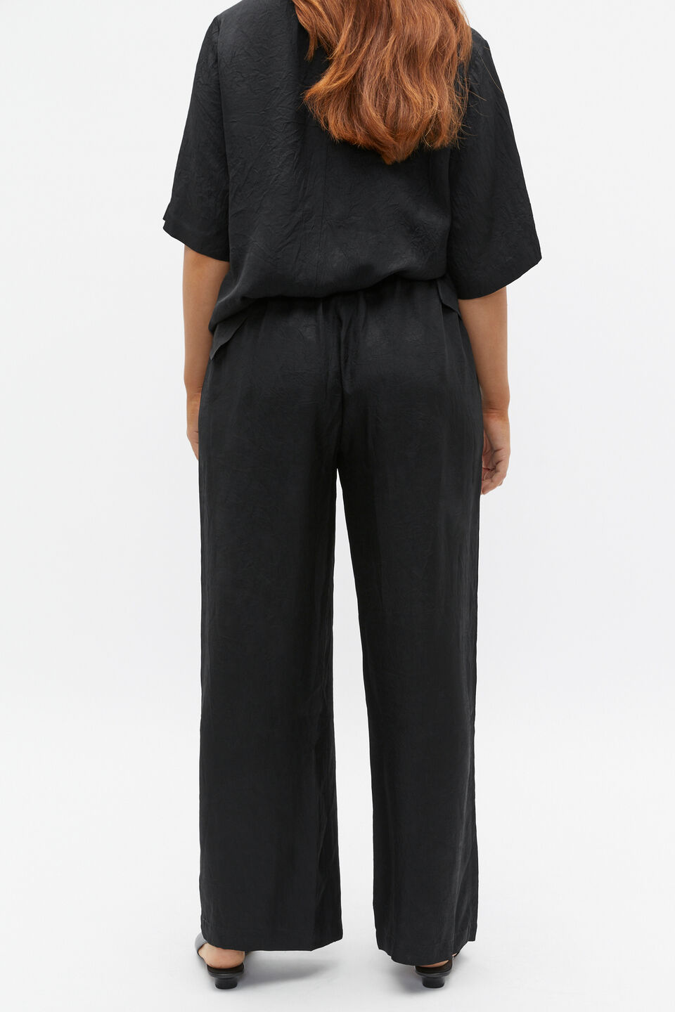 Textured Satin Elasticated Pant  Black