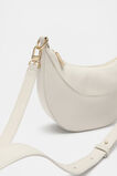 Leather Crescent Crossbody Bag  Cream  hi-res