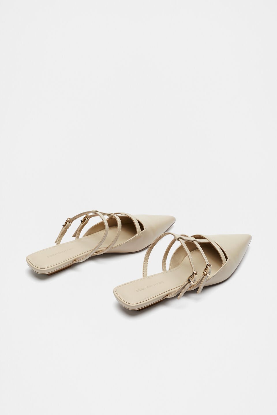 Kara Caged Pointed Flat  Vanilla