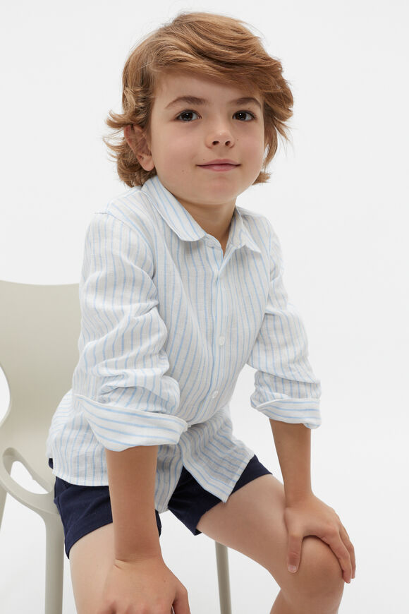 Stripe Linen Shirt  Dove Blue  hi-res