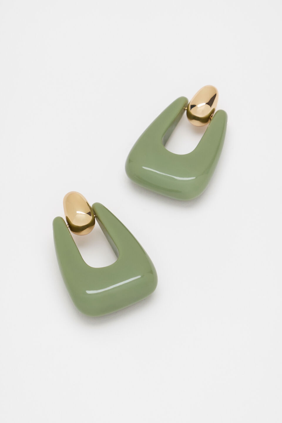 Resin Statement Drop Ear  Pale Olive