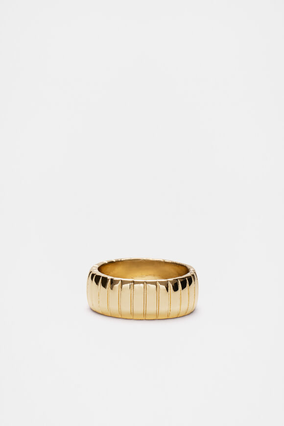 Solid Ribbed Ring  Gold  hi-res