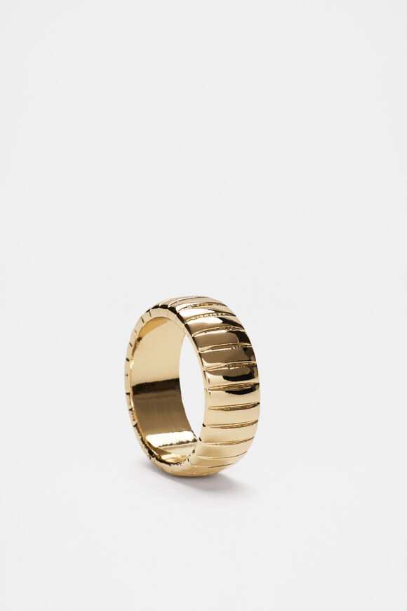 Solid Ribbed Ring  Gold  hi-res