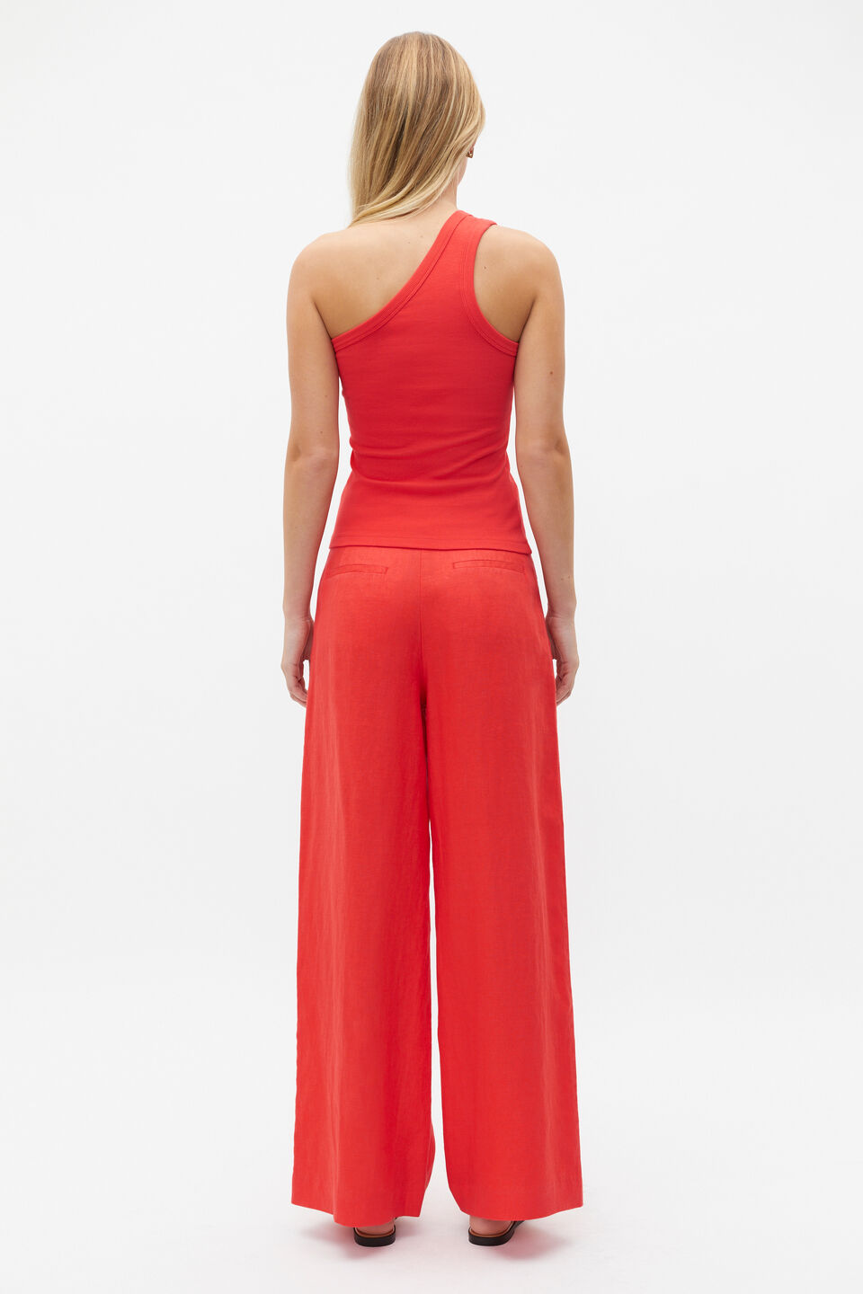 One Shoulder Tank  Strawberry Red
