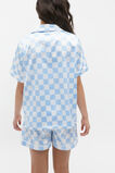 Check Satin Pyjama  Sky Blue  hi-res