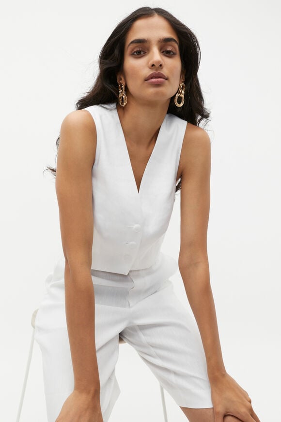 Tailored Crop Vest  Whisper White  hi-res