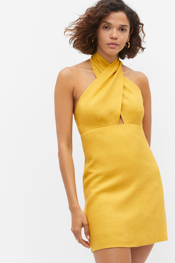 Linen Halter Mini Dress  Sundaze  hi-res