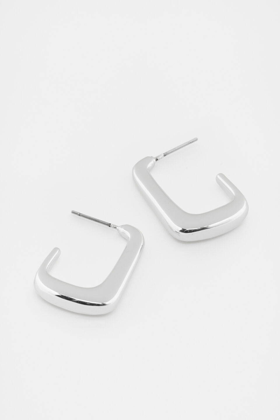Small Rectangular Hoop  Silver