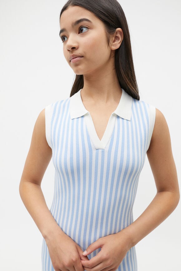 Stripe Knit Dress  Sky Blue  hi-res