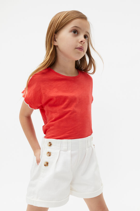 Scallop Detail Tee  Strawberry Red  hi-res