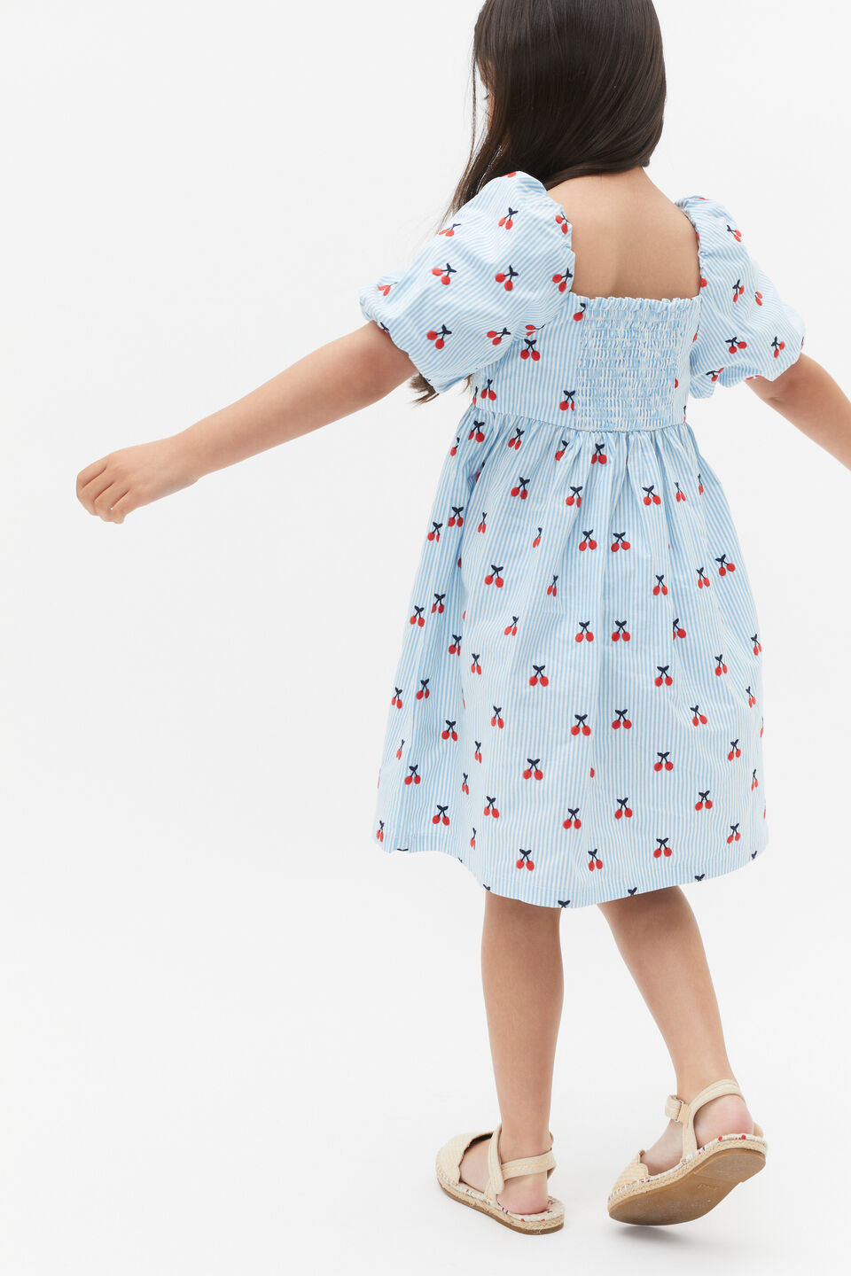 Cherry Stripe Dress  Bright Cornflower