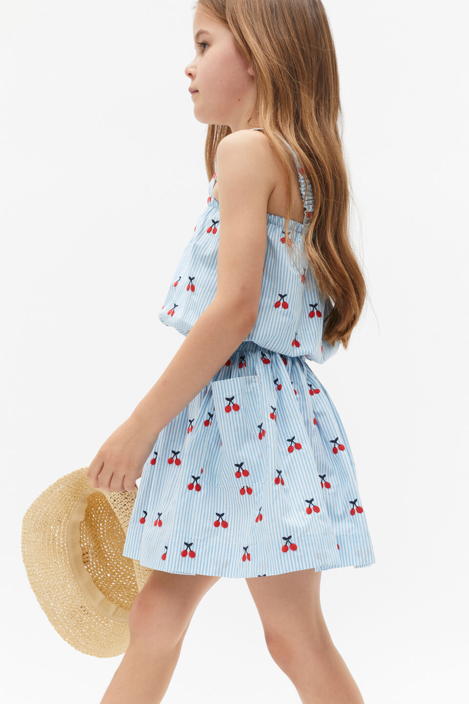 Cherry Stripe Skirt  Bright Cornflower