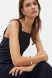 Linen Square Neck Bias Slip Dress  Midnight Sky  hi-res