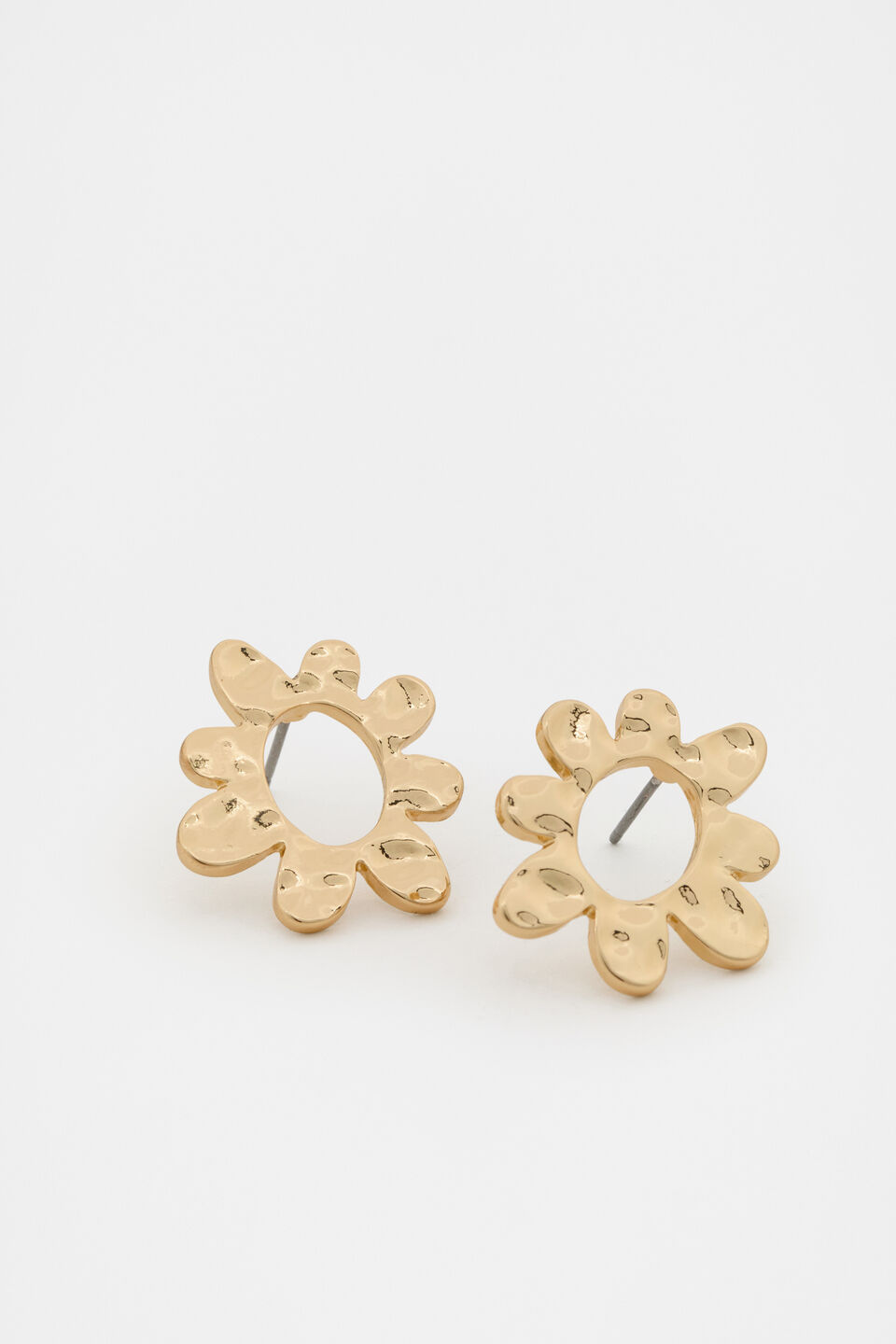 Textured Flower Stud  Gold