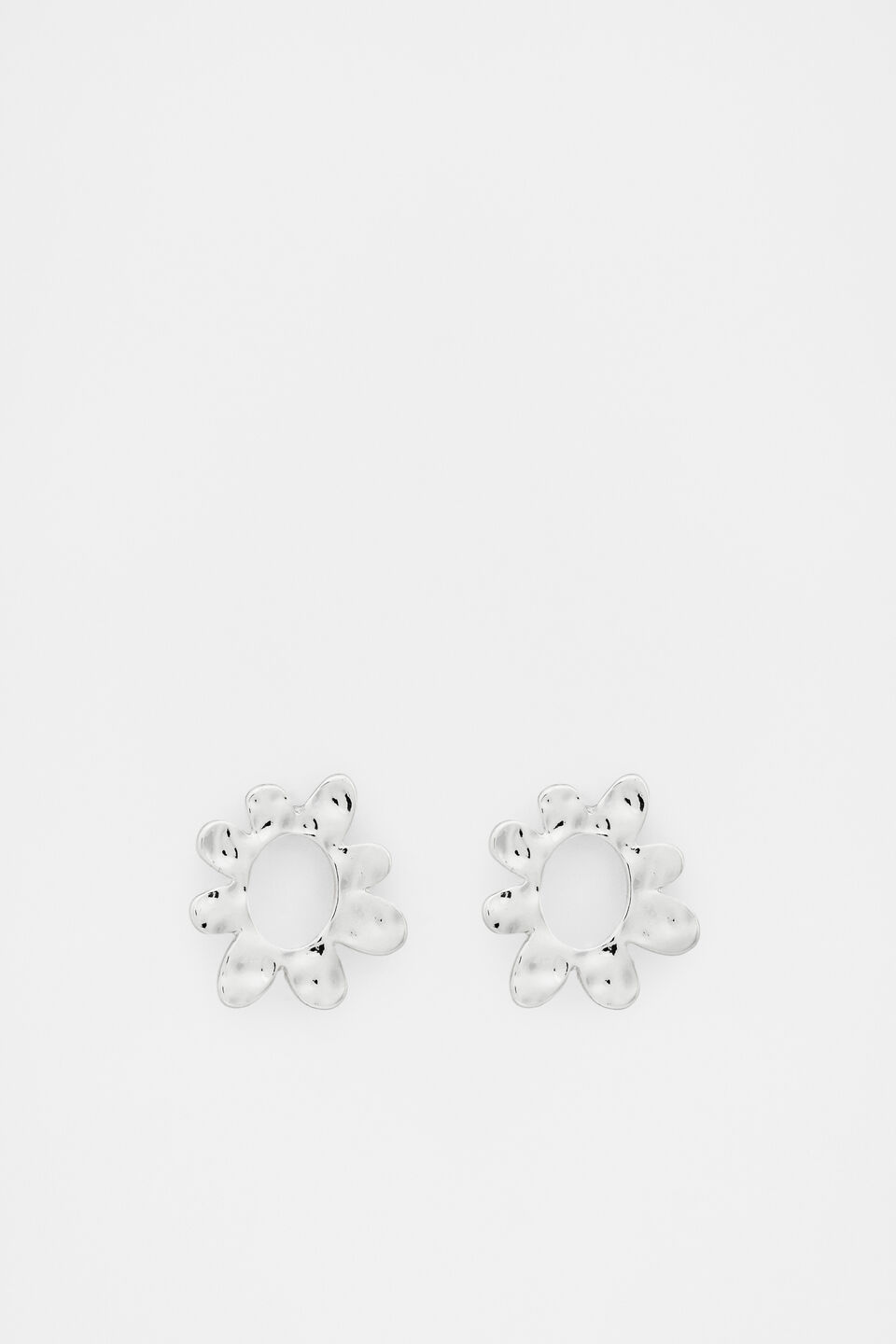 Textured Flower Stud  Silver