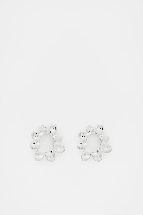 Textured Flower Stud  Silver  hi-res