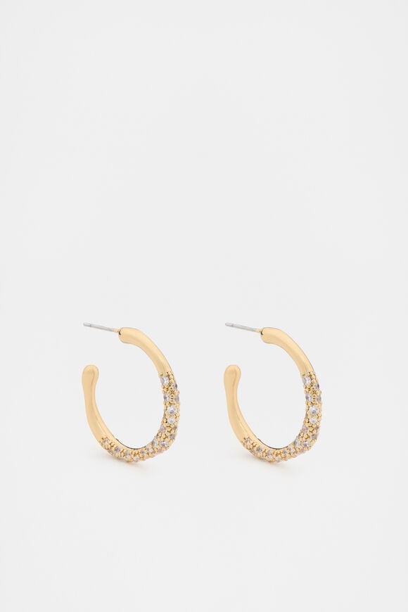 Pave Organic Hoops  Gold  hi-res
