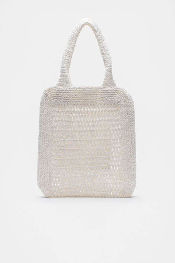 Crochet Straw Tote  White  hi-res