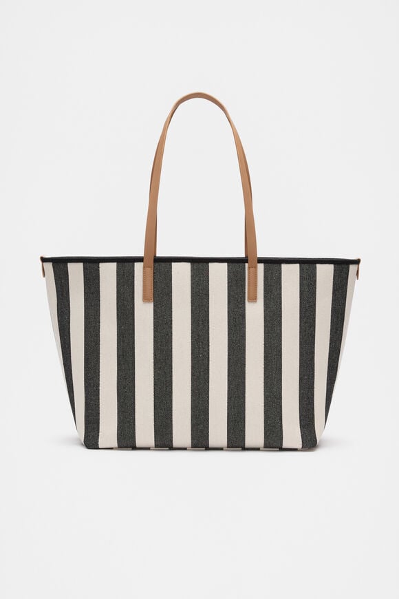 Stripe Large Fabric Tote  Black Stripe  hi-res