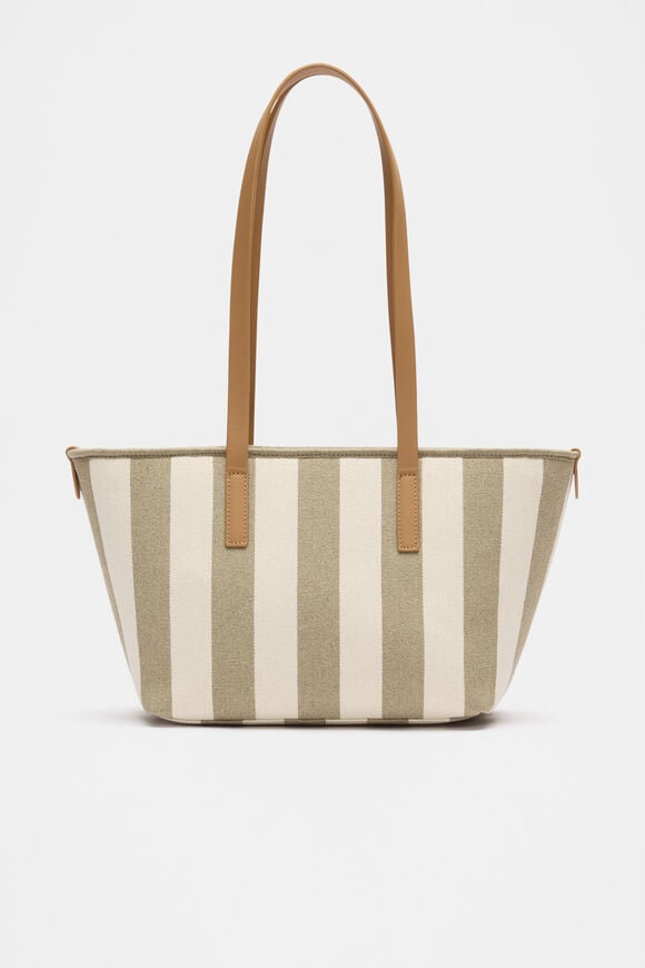 Stripe Mid Fabric Tote  Rosemary Stripe  hi-res