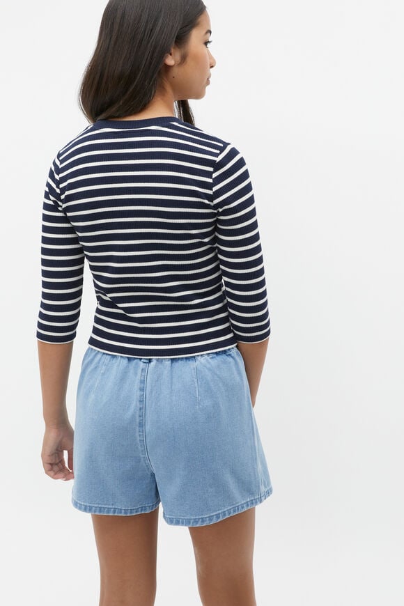 Button Up Rib Tee  New Navy  hi-res