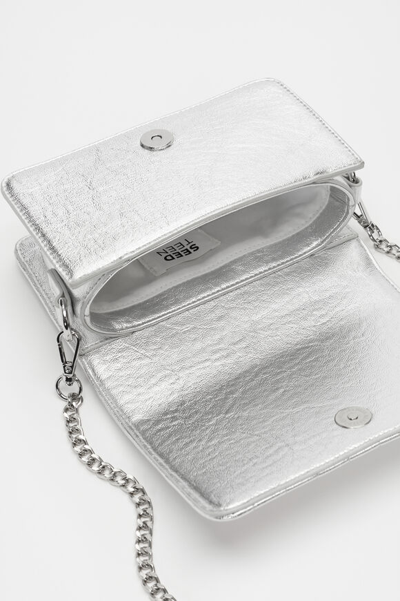 Metallic Clutch Bag  Silver  hi-res