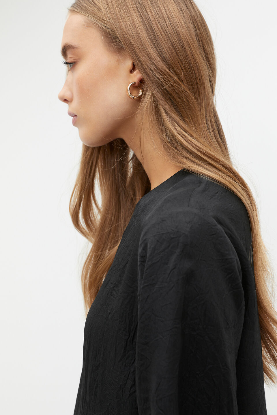 Textured Satin Top  Black