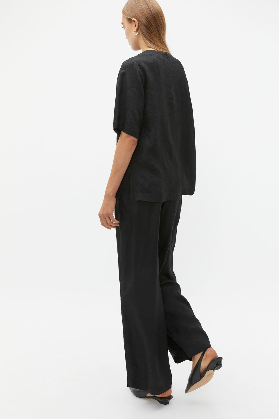 Textured Satin Top  Black