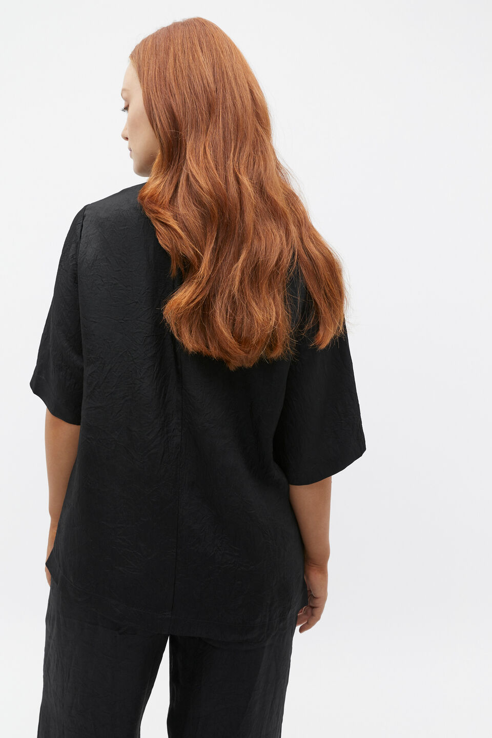 Textured Satin Top  Black