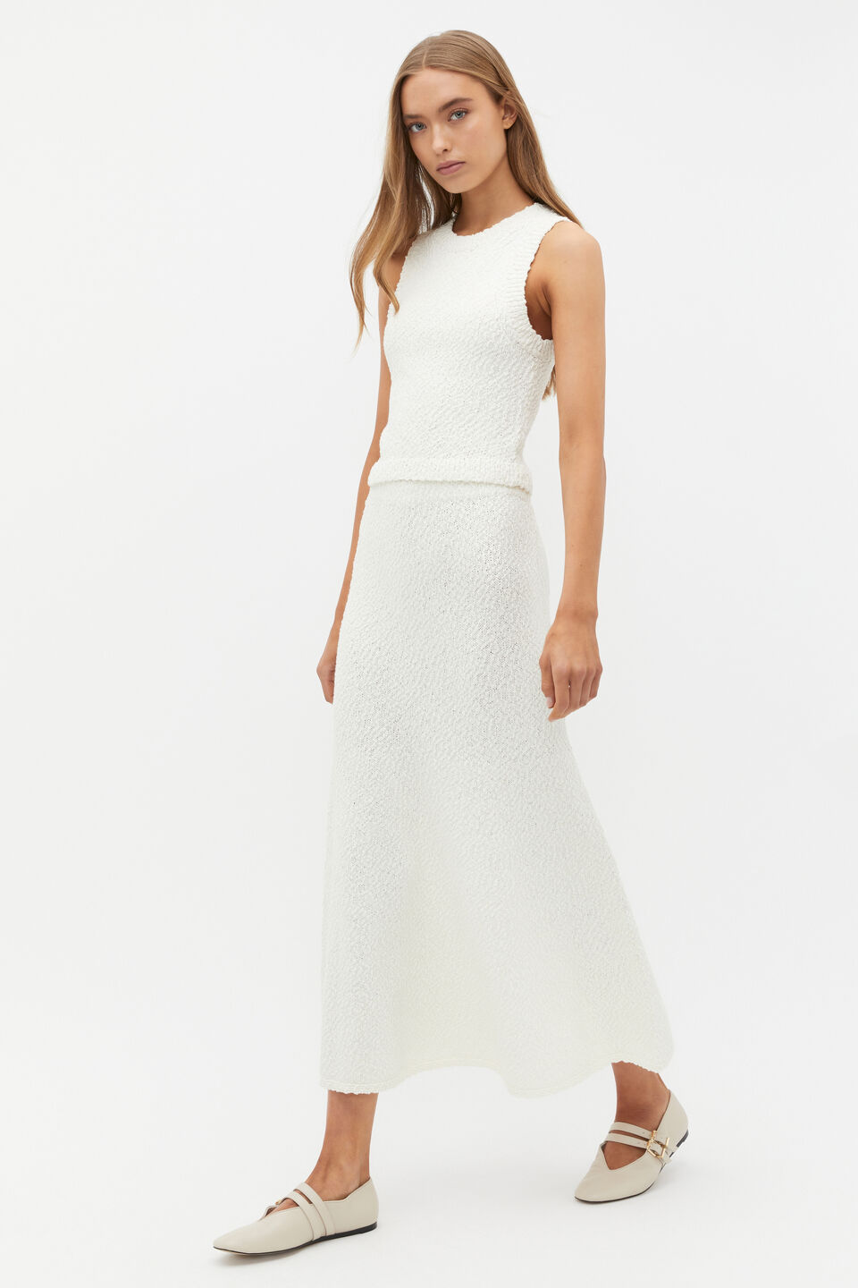 Textured Knit Tank  Cloud Cream