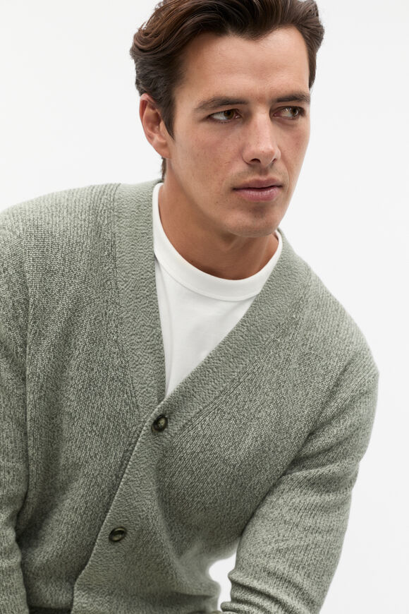 Button Down Cardigan  Dark Khaki Marle  hi-res