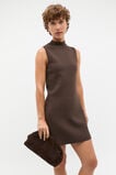 Crepe Knit Mock Neck Mini Dress  Dark Espresso  hi-res