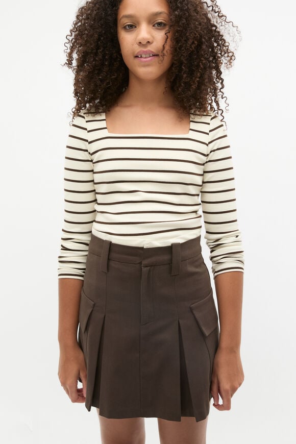 Square Neck Stripe Tee  Dark Espresso  hi-res